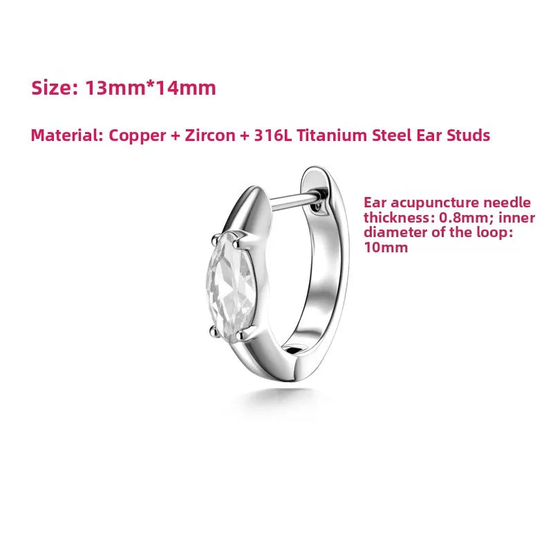 Geometric Ear Cartilage Rings & Studs in 316L Stainless Steel with Zircon Inlay, Claw Setting, Simple Style Unisex