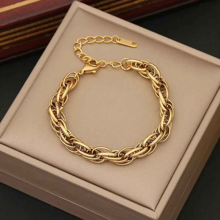 Simple Style Geometric Stainless Steel 18K Gold Plated Bracelets In Bulk