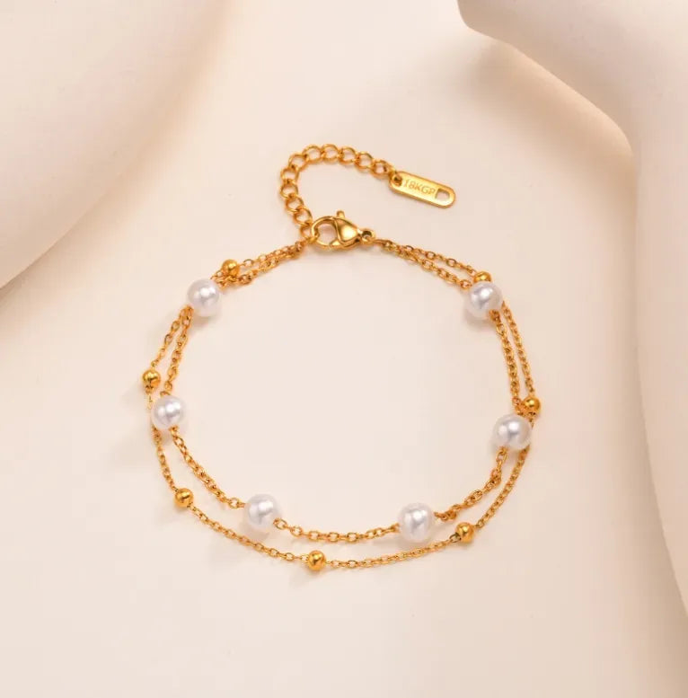 Elegant Simple Style Geometric 304 Stainless Steel 18K Gold Plated  Bracelets In Bulk