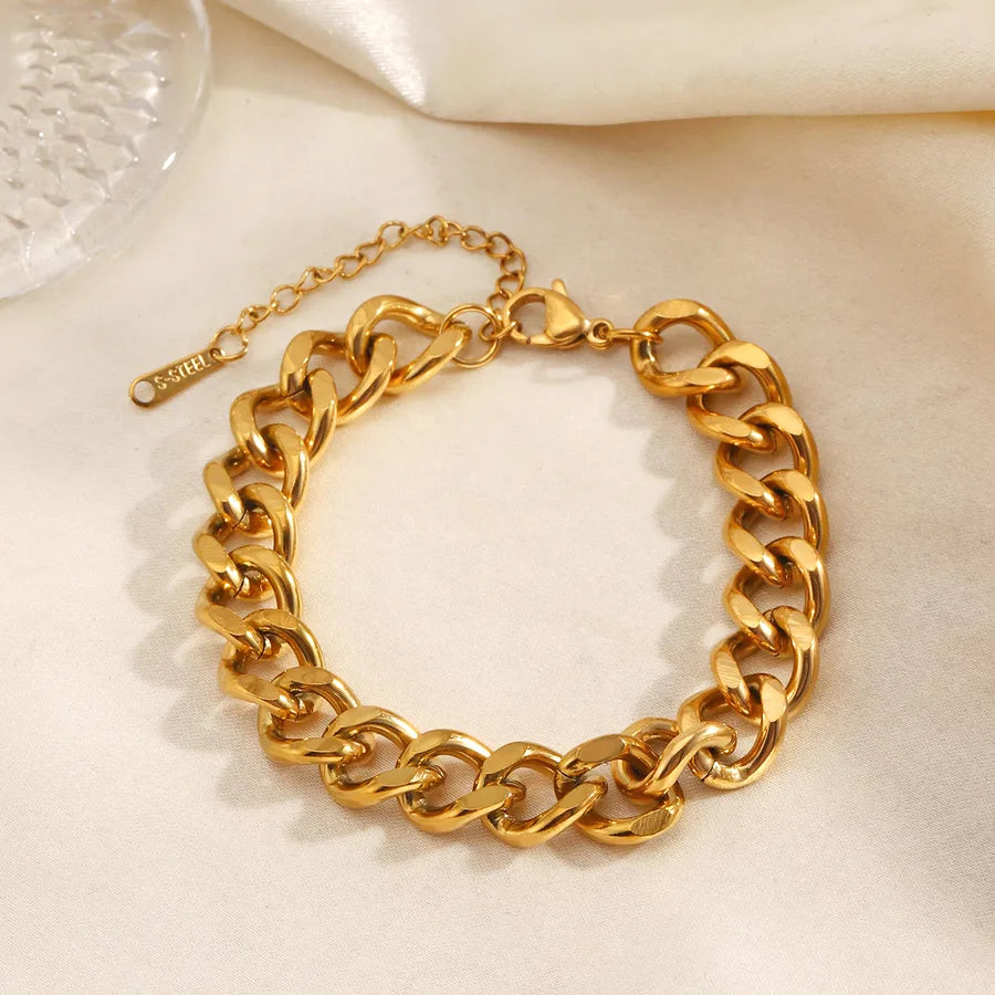 Rock Streetwear Geometric 304 Stainless Steel 18K Gold Plated Bracelets In Bulk