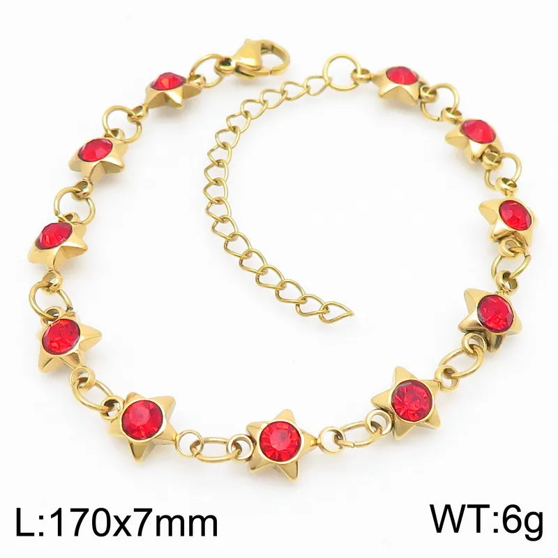 Simple Style Pentagram 304 Stainless Steel 18K Gold Plated Bracelets In Bulk