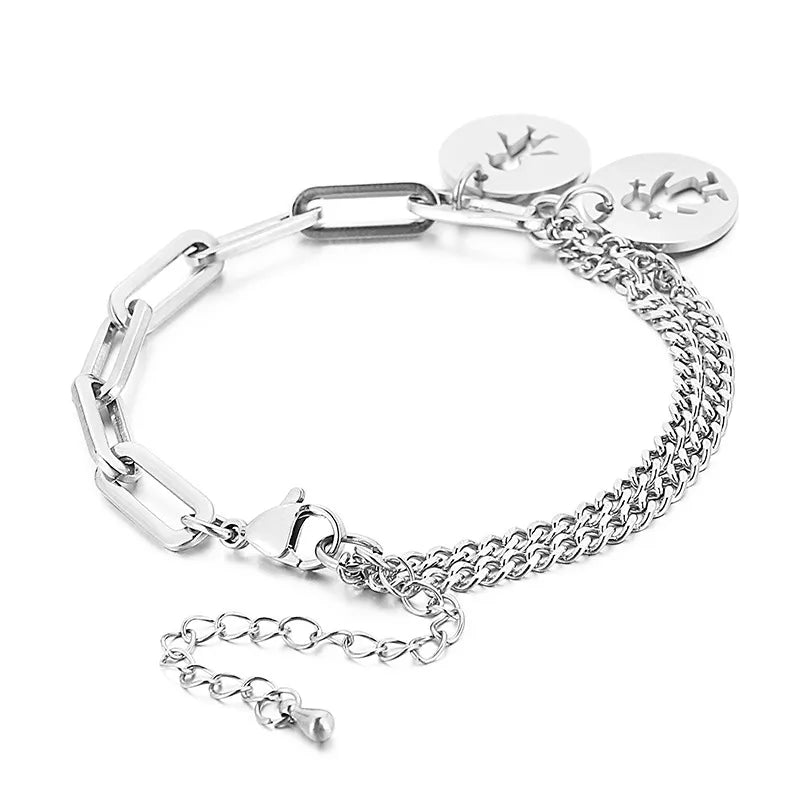 Fashion Cartoon Character Titanium Steel 18K Gold Plated Bracelets In Bulk