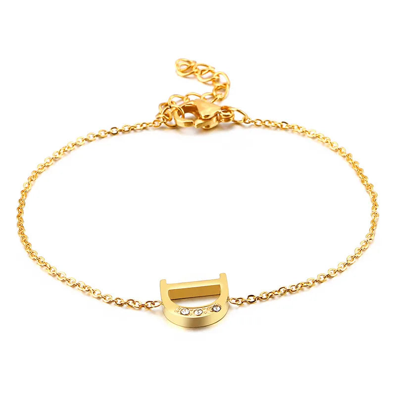 Letter 304 Stainless Steel 18K Gold Plated Bracelets In Bulk