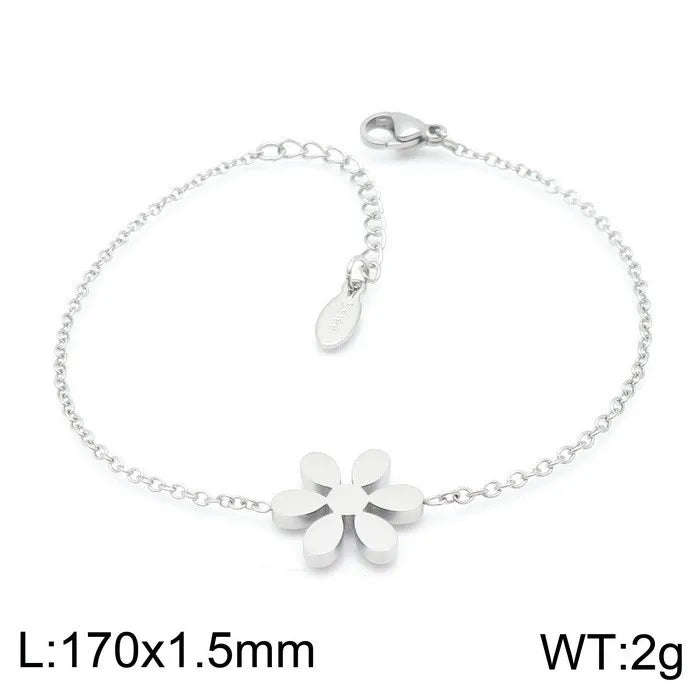 Vintage Style Flower Titanium Steel 18K Gold Plated Bracelets In Bulk