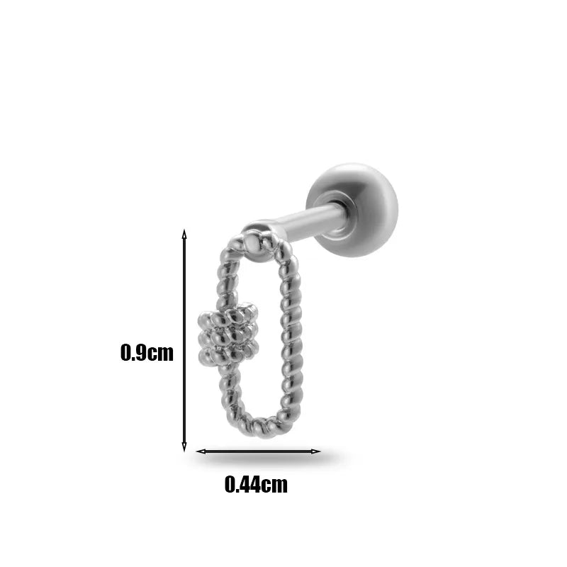 1 Piece Ear Cartilage Rings & Studs Simple Style Geometric 316L Stainless Steel  Copper Plating Inlay Zircon