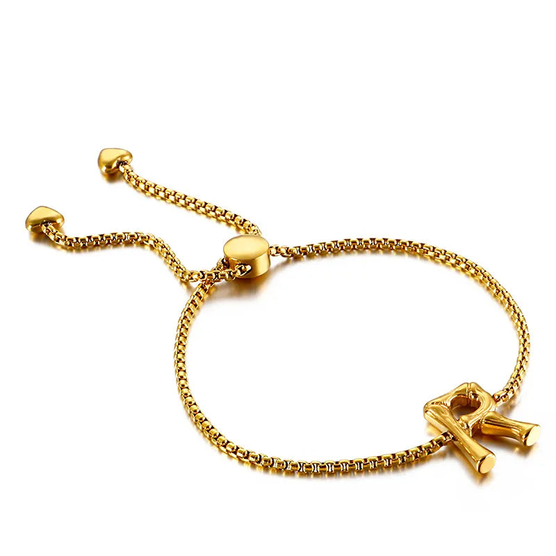 Letter Titanium Steel 18K Gold Plated Bracelets In Bulk