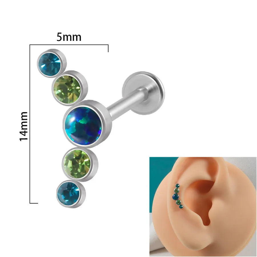 1 Piece Ear Cartilage Rings & Studs Simple Style Round 304 Stainless Steel Copper Zircon Inlay Resin Zircon