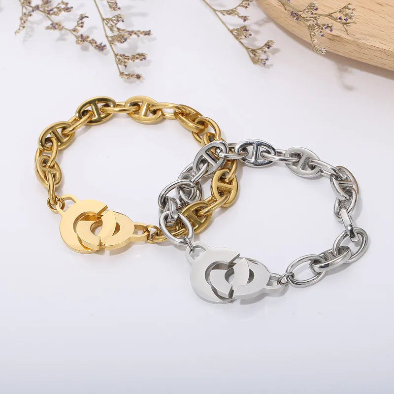 Simple Style Geometric Titanium Steel 18K Gold Plated Bracelets In Bulk