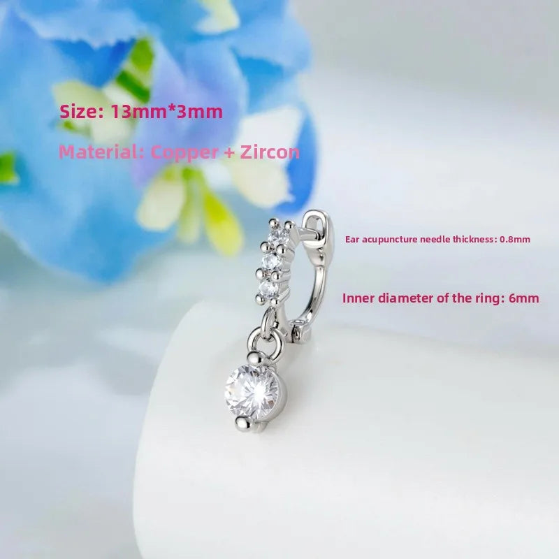 Unisex Copper Flowers Ear Cartilage Rings & Studs with Zircon Inlay, Stylish and Elegant Piercing Jewelry