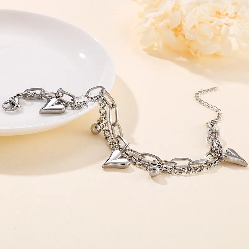 Fashion Heart Titanium Steel 18K Gold Plated Bracelets In Bulk
