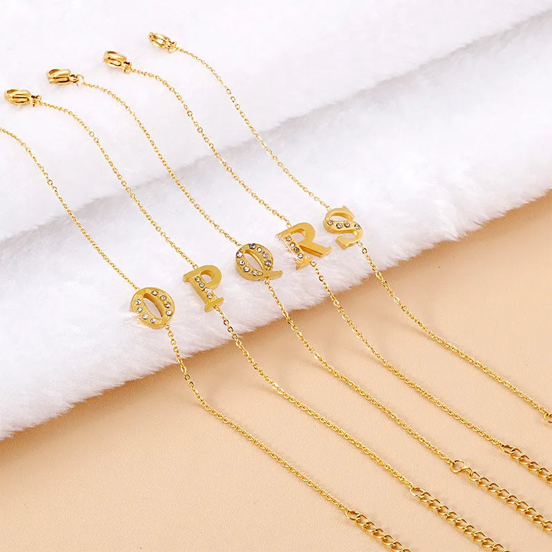 Letter 304 Stainless Steel 18K Gold Plated Bracelets In Bulk