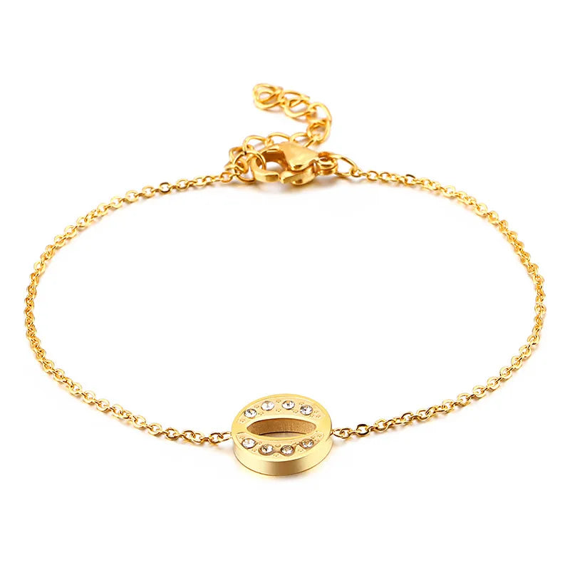 Fashion Letter Titanium Steel 18K Gold Plated Bracelets In Bulk