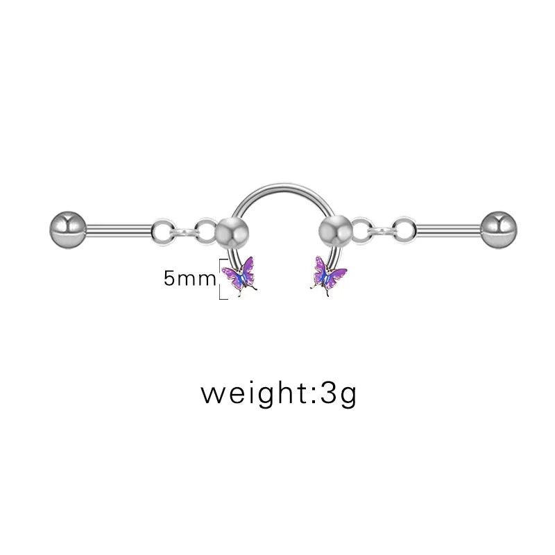 1 Piece Ear Cartilage Rings & Studs Sexy Sweet Heart Shape Wings Bow Knot 316L Stainless Steel  Alloy Copper Plating Inlay Acrylic Resin Rhinestones White Gold Plated Gold Plated
