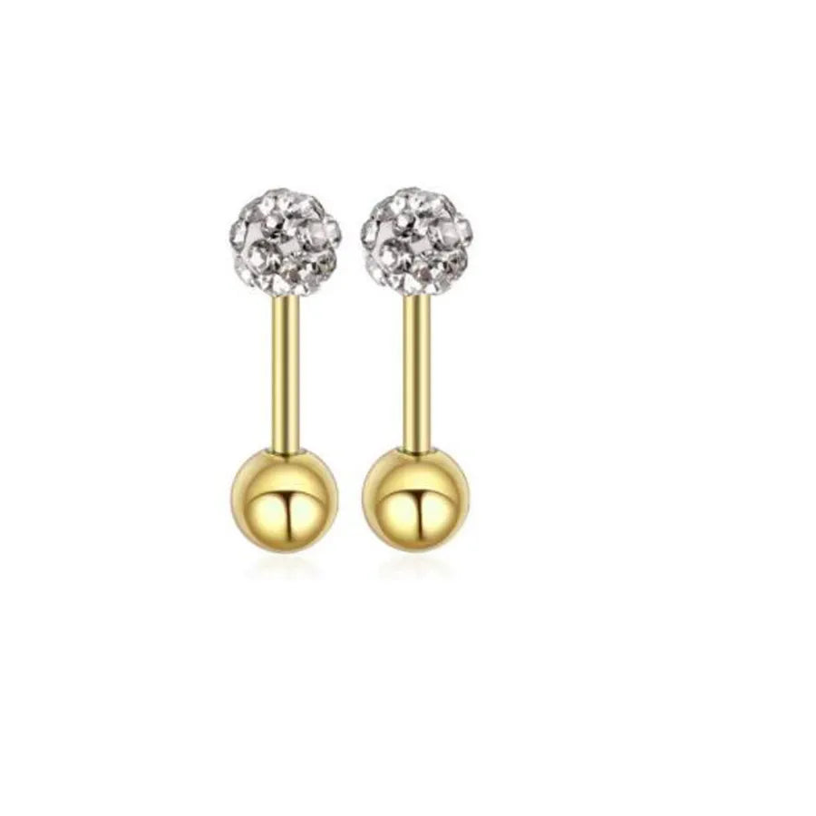 simple style geometric stainless steel inlay zircon ear studs 1 piece