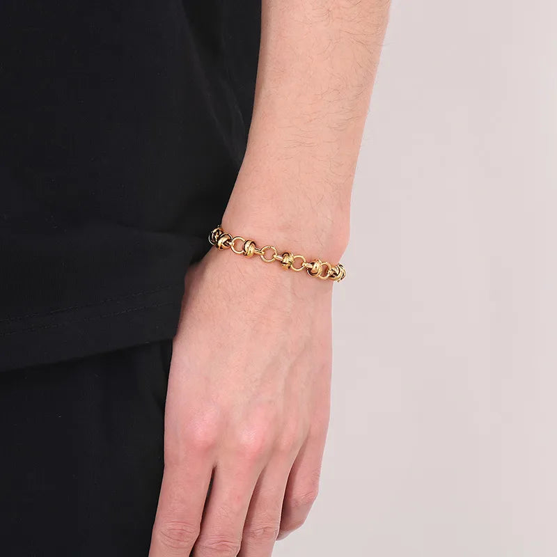 Business Solid Color Titanium Steel 18K Gold Plated Bracelets In Bulk