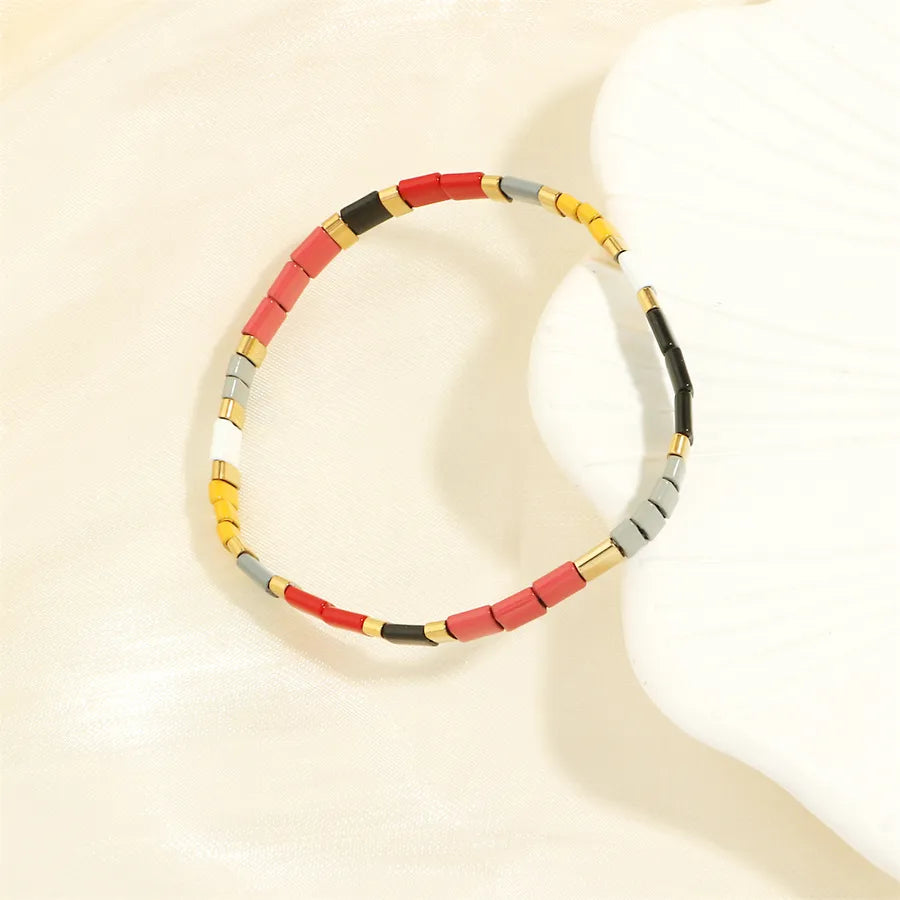 beach square copper beaded 18k gold plated bracelets