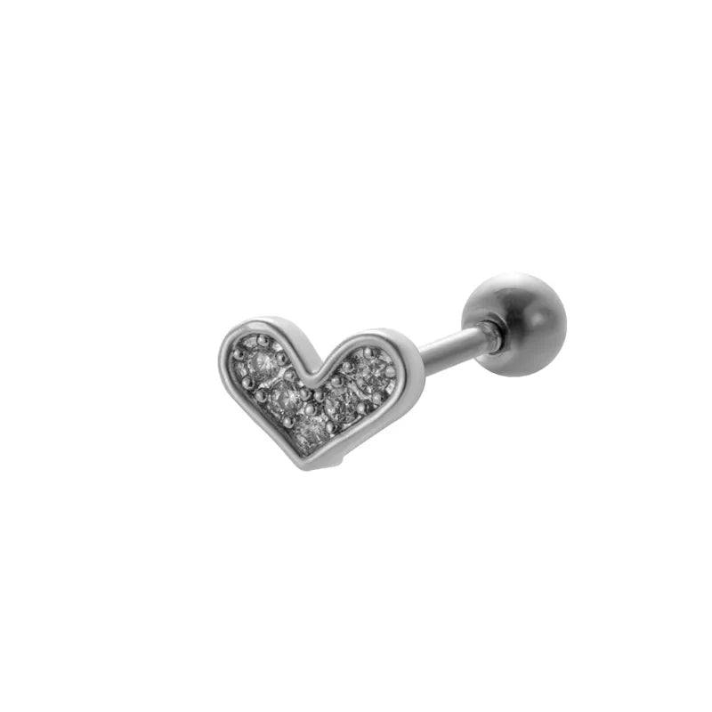 1 Piece Ear Cartilage Rings & Studs Vintage Style French Style Simple Style Leaves Water Droplets Heart Shape 316L Stainless Steel  Copper Plating Inlay Pearl Zircon