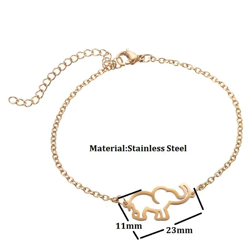 Fashion Elephant 201 Stainless Steel 18K Gold Plated Bracelets In Bulk