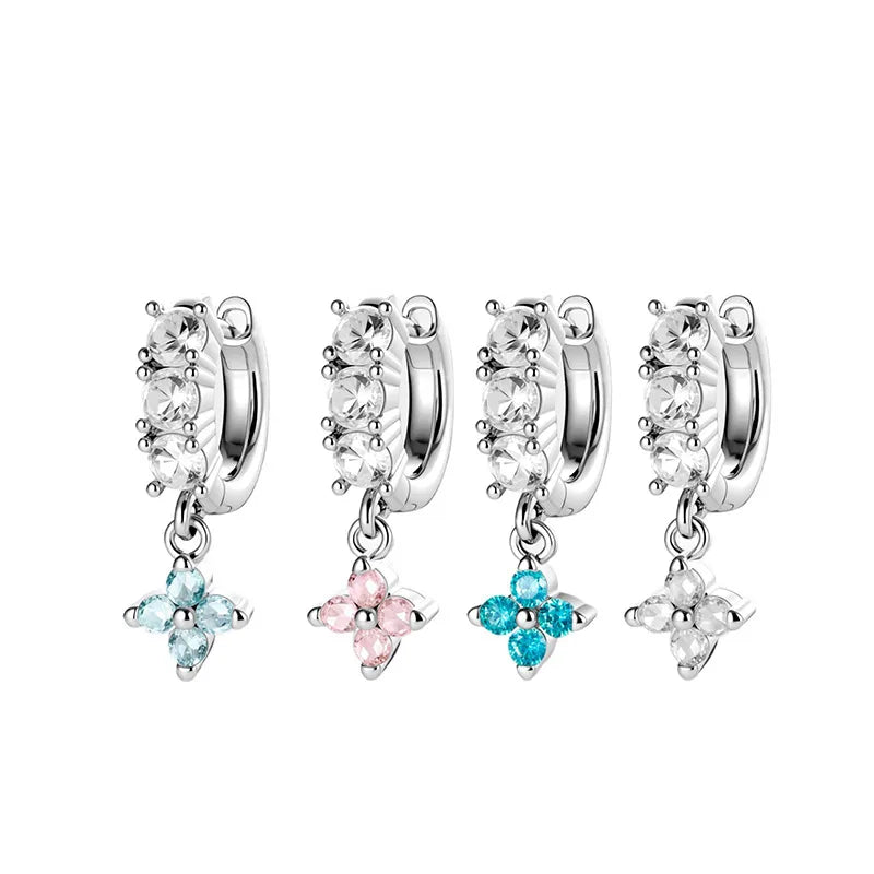 Unisex Flowers Ear Cartilage Rings & Studs in Copper with Zircon Inlay, Available in White