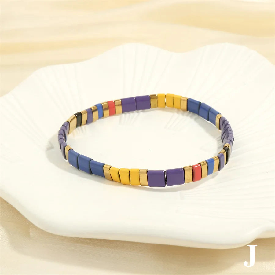 beach square copper beaded 18k gold plated bracelets