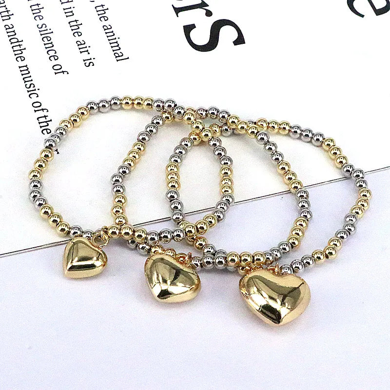 fashion heart shape copper gold plated bracelets in bulk