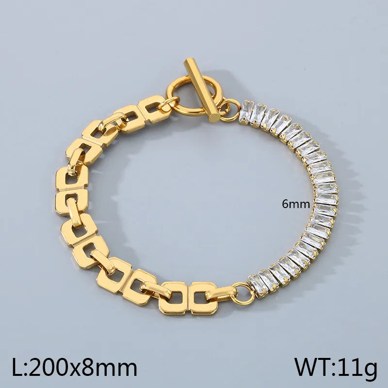 Simple Style Solid Color 304 Stainless Steel 18K Gold Plated Bracelets In Bulk