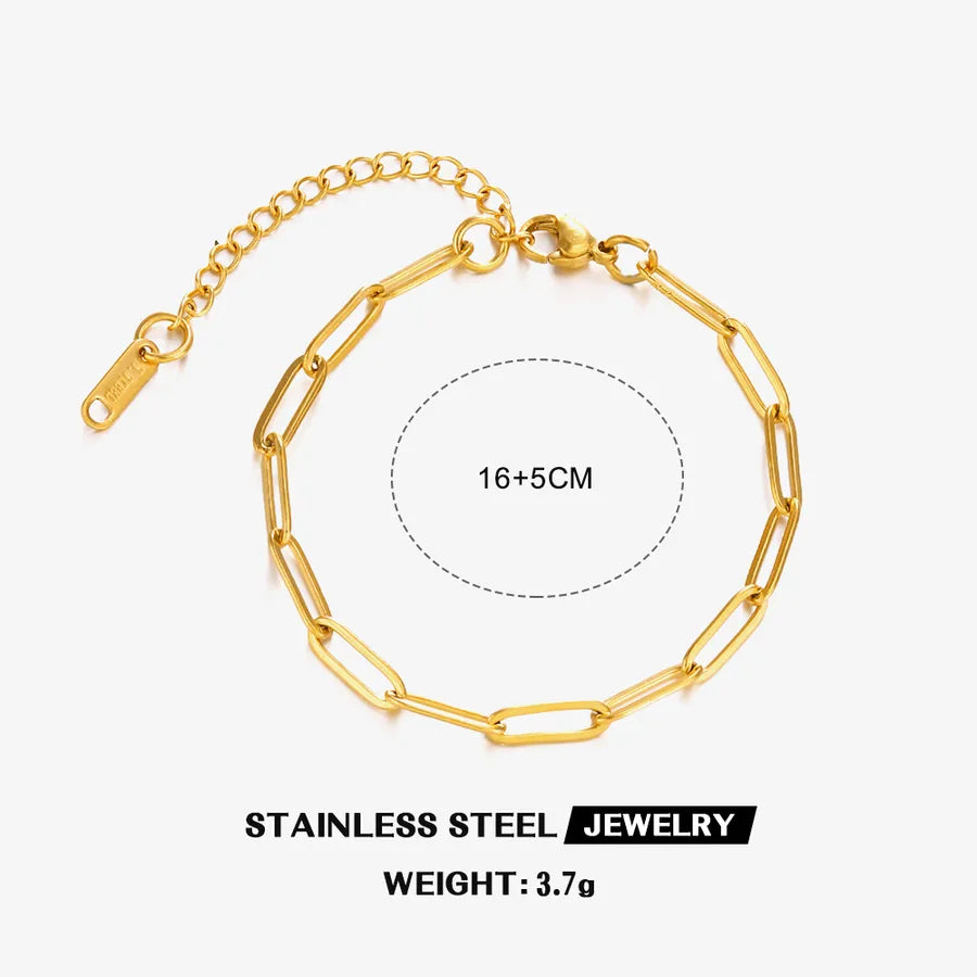 Simple Style IG Style Solid Color 304 Stainless Steel 18K Gold Plated Bracelets In Bulk