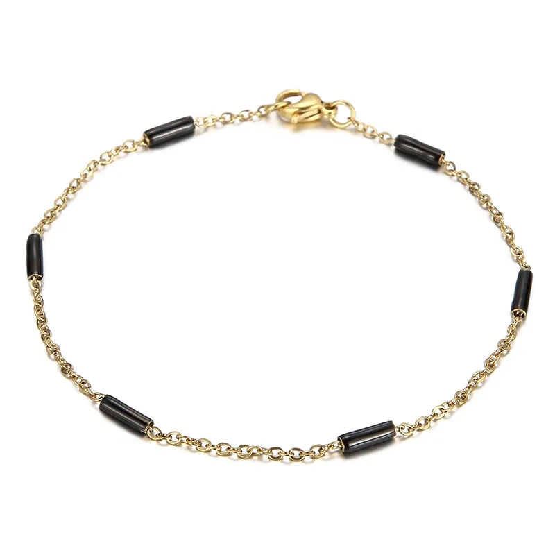 Elegant Solid Color Titanium Steel 18K Gold Plated Bracelets In Bulk