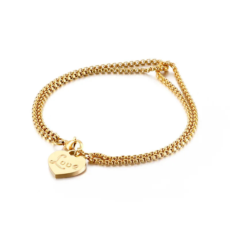 Fashion Letter Titanium Steel 18K Gold Plated Bracelets In Bulk