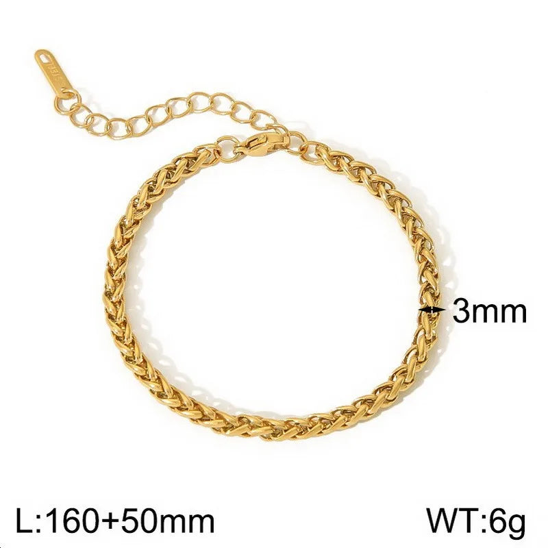 Simple Style Geometric 304 Stainless Steel 18K Gold Plated  Bracelets In Bulk