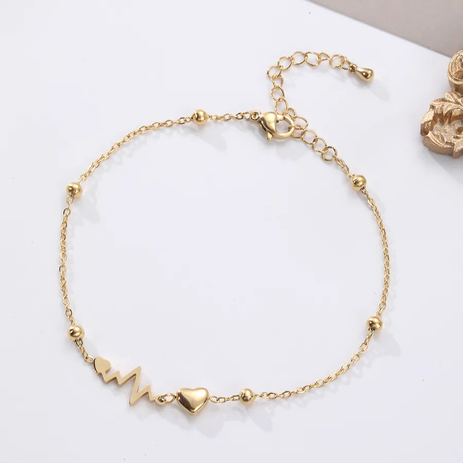 Hawaiian Tropical Solid Color 304 Stainless Steel Plating Inlay Shell 18K Gold Plated Women's Anklet