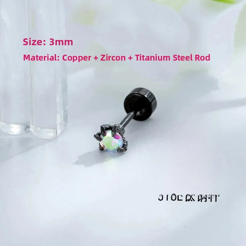 Unisex Dragon Ear Cartilage Rings & Studs with Claw Setting in 316L Stainless Steel, Multicolor