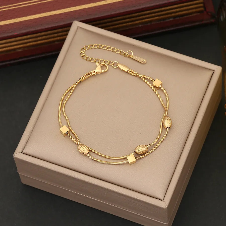 Simple Style Geometric Stainless Steel 18K Gold Plated Bracelets In Bulk
