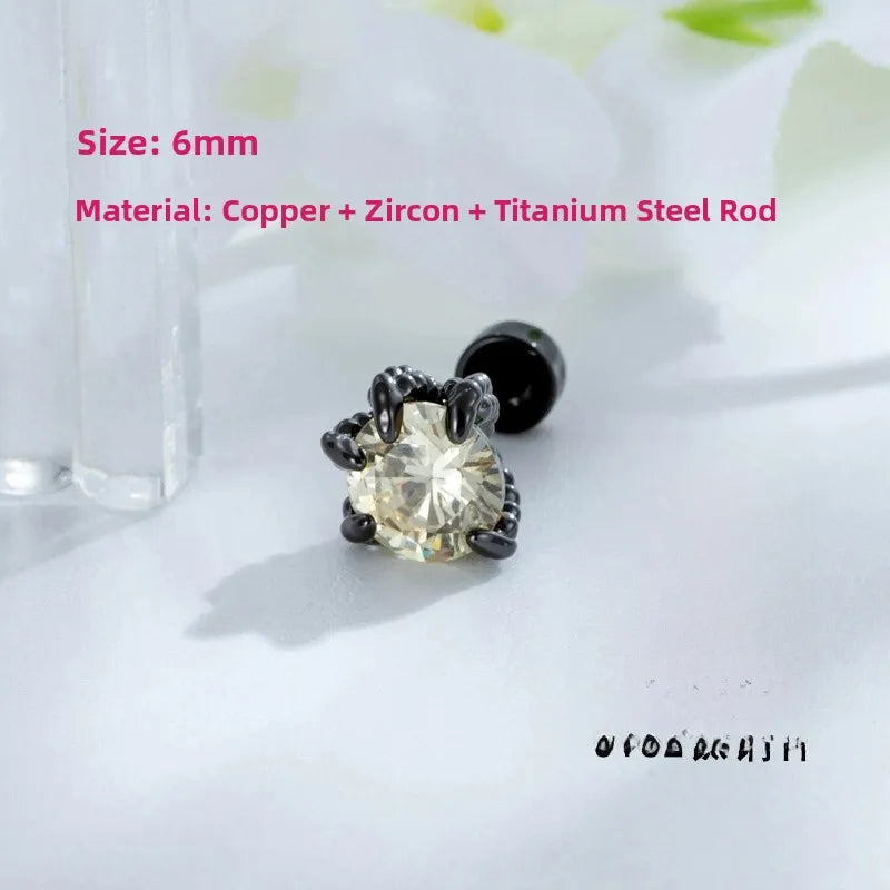 Unisex Dragon Ear Cartilage Rings & Studs with Claw Setting in 316L Stainless Steel, Multicolor