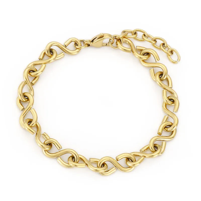 Fashion Number Titanium Steel 18K Gold Plated Bracelets In Bulk