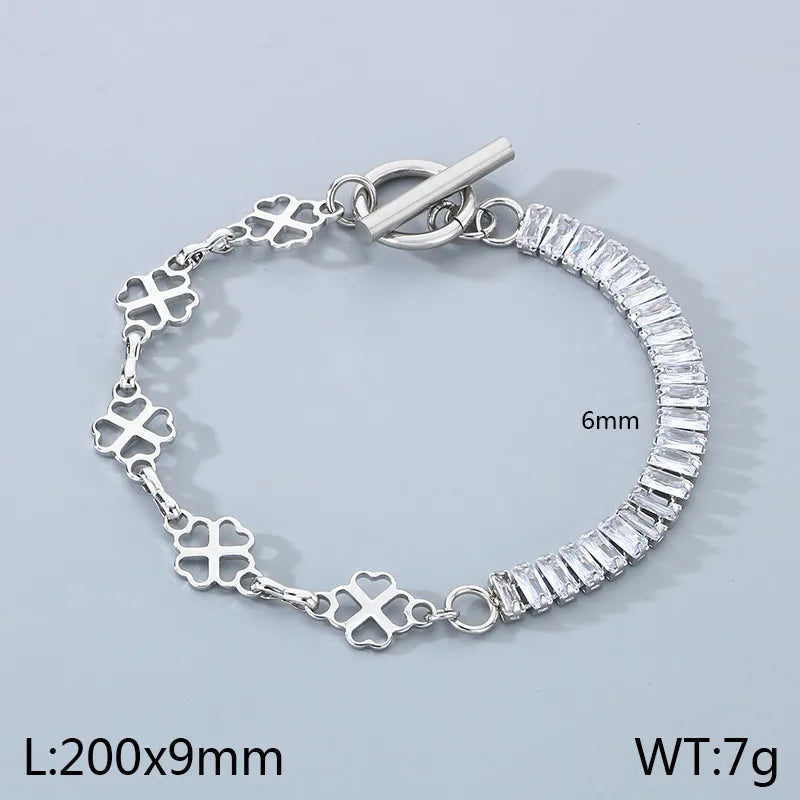 Simple Style Solid Color 304 Stainless Steel 18K Gold Plated Bracelets In Bulk