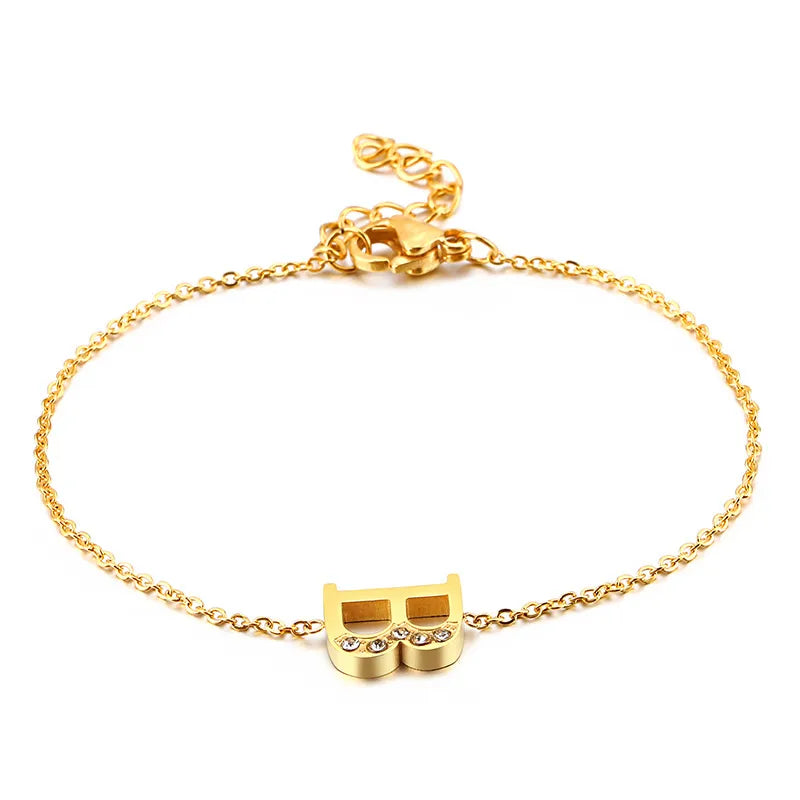 Fashion Letter Titanium Steel 18K Gold Plated Bracelets In Bulk