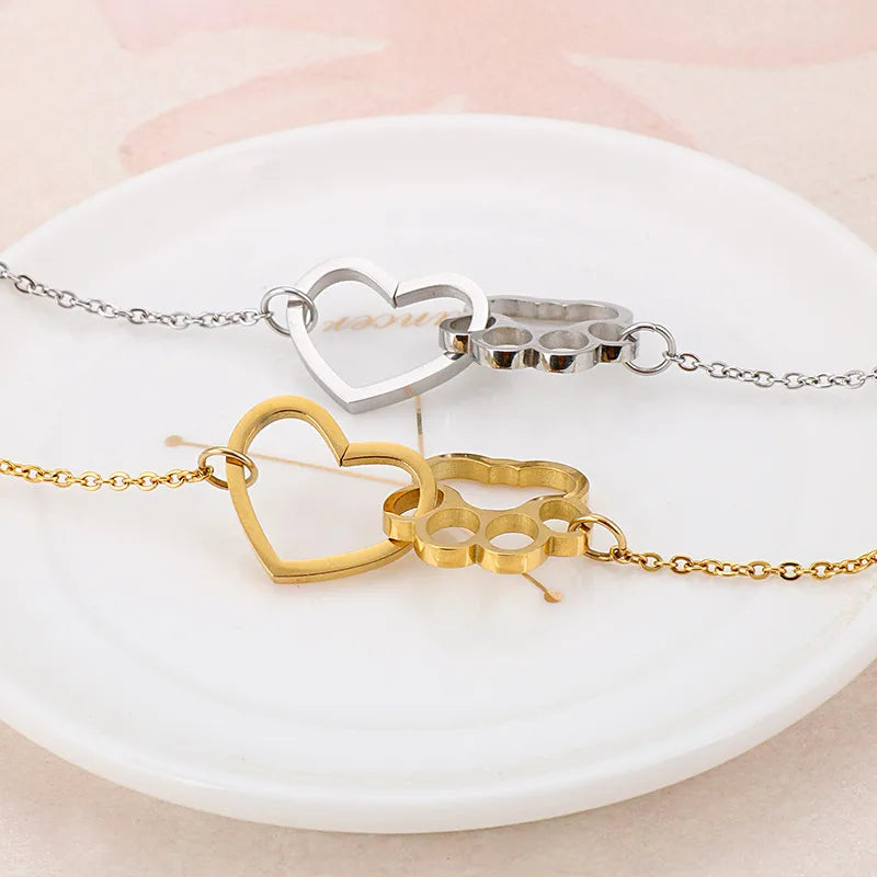 Fashion Heart Titanium Steel 18K Gold Plated Bracelets In Bulk