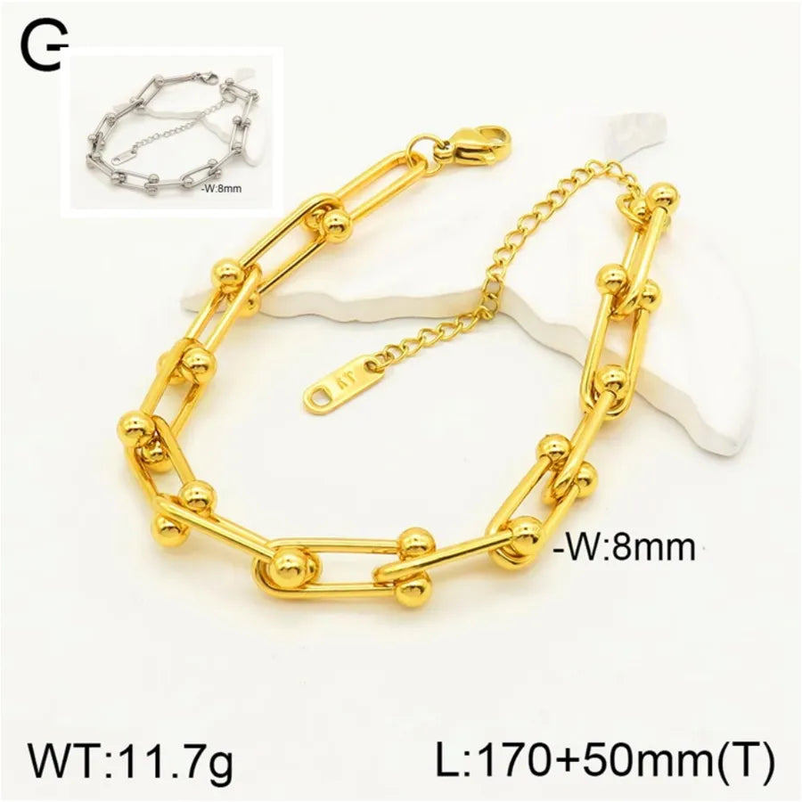 Casual Elegant U Shape 304 Stainless Steel 18K Gold Plated Bracelets In Bulk