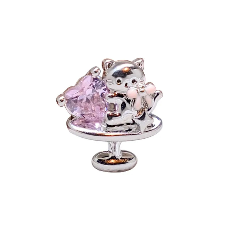Cat Tassel Ear Cartilage Rings & Studs for Women in 316L Stainless Steel with Electroplated Gold Plating