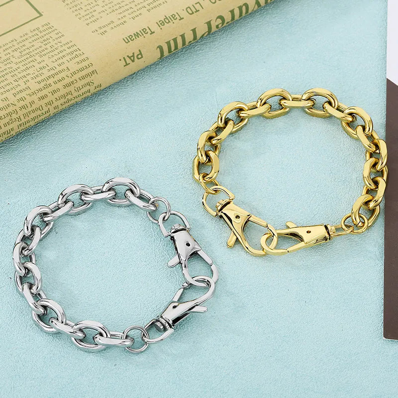 Simple Style Solid Color Titanium Steel 18K Gold Plated Bracelets In Bulk
