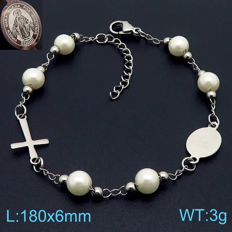 Basic Streetwear Cross Stainless Steel 18K Gold Plated Bracelets In Bulk