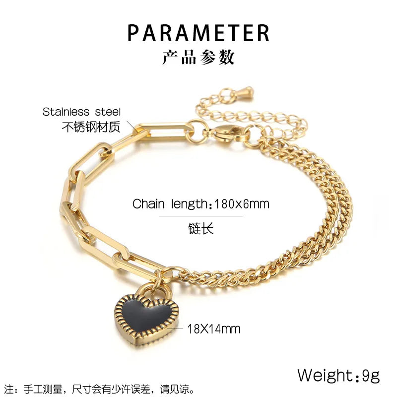 Elegant Heart Shape Titanium Steel 18K Gold Plated Bracelets In Bulk