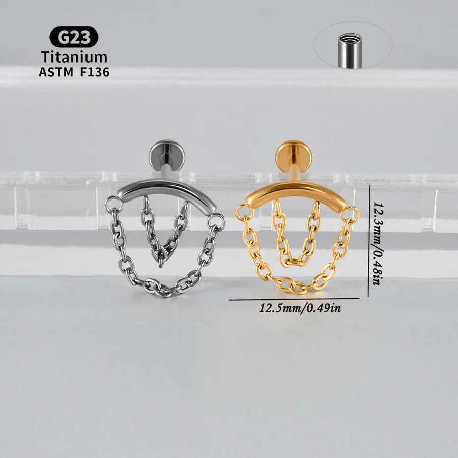 Arc Chain Earrings Titanium White Zircon Sea Horse Electroplated Fashionable Tulip Piercing Inner Tooth Ear Jewelry