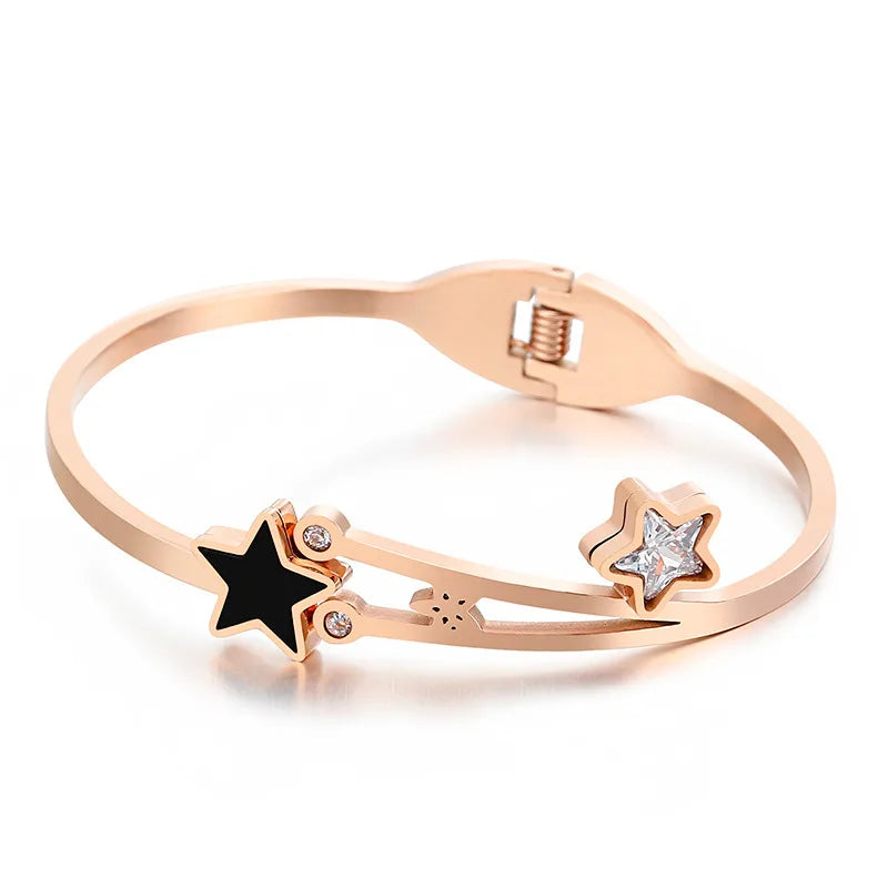Vintage Style Star Titanium Steel 18K Gold Plated Bracelets In Bulk
