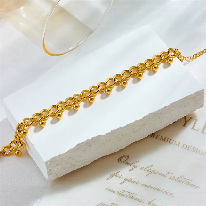 Retro Solid Color 304 Stainless Steel 18K Gold Plated Bracelets In Bulk