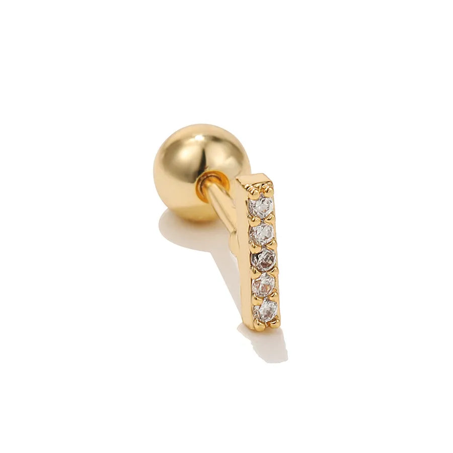 simple style triangle geometric brass zircon cartilage earrings