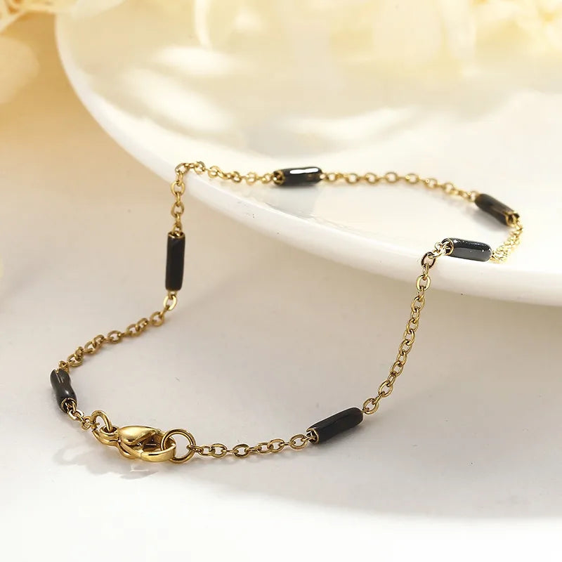 Elegant Solid Color Titanium Steel 18K Gold Plated Bracelets In Bulk