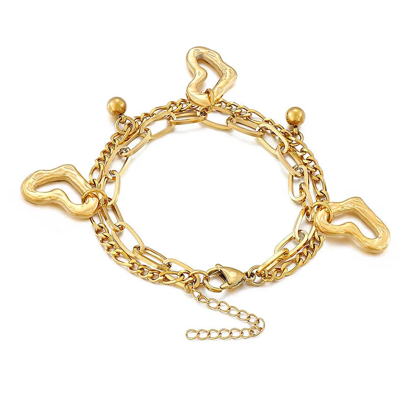 Fashion Heart Titanium Steel 18K Gold Plated Bracelets In Bulk
