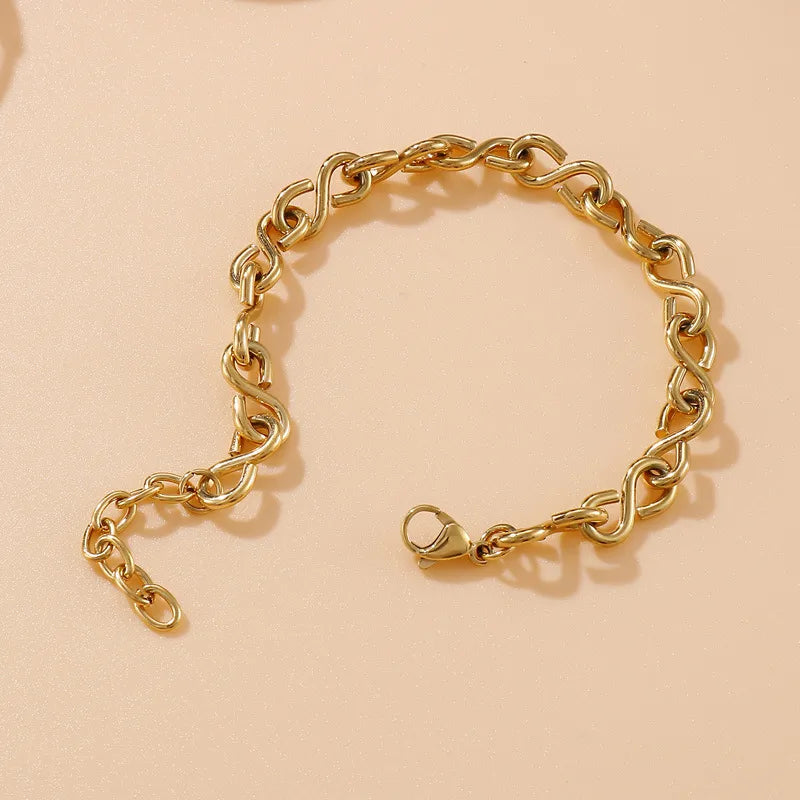 Fashion Number Titanium Steel 18K Gold Plated Bracelets In Bulk
